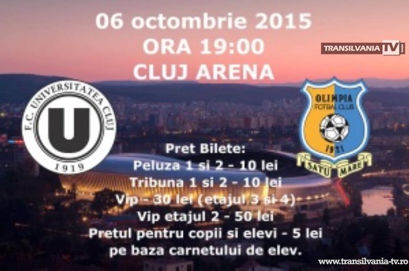 Olimpia Satu Mare joacă marţi seara în deplasare, pe Cluj Arena