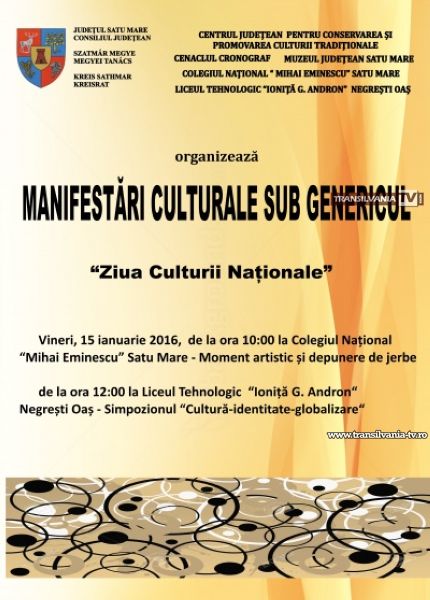 Manifestări culturale sub genericul „Ziua Culturii Naționale”