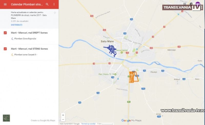 Hartă online cu plombările străzilor programate pentru zilele următoare la Satu Mare