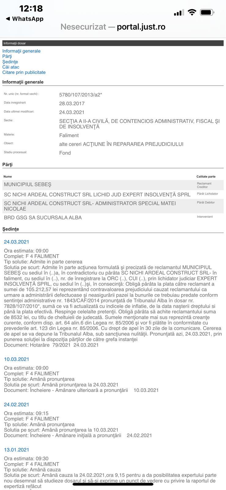 Nichi Ardeal obligat de instanta sa plateasa 113.744,57 lei Primariei Sebes, pentru distrugerea bazei sportive din Parcul Arini!