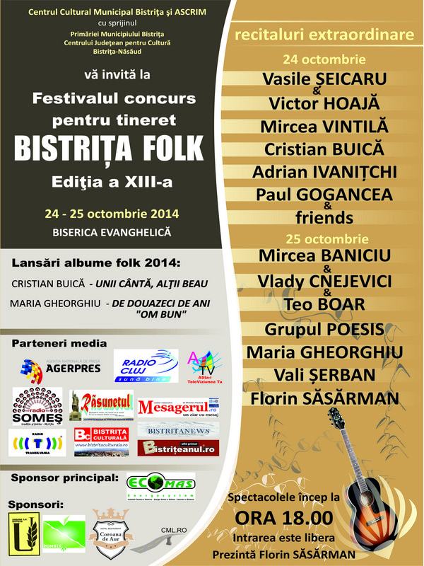 Festivalul concurs pentru tineret BISTRIŢA FOLK 2014
