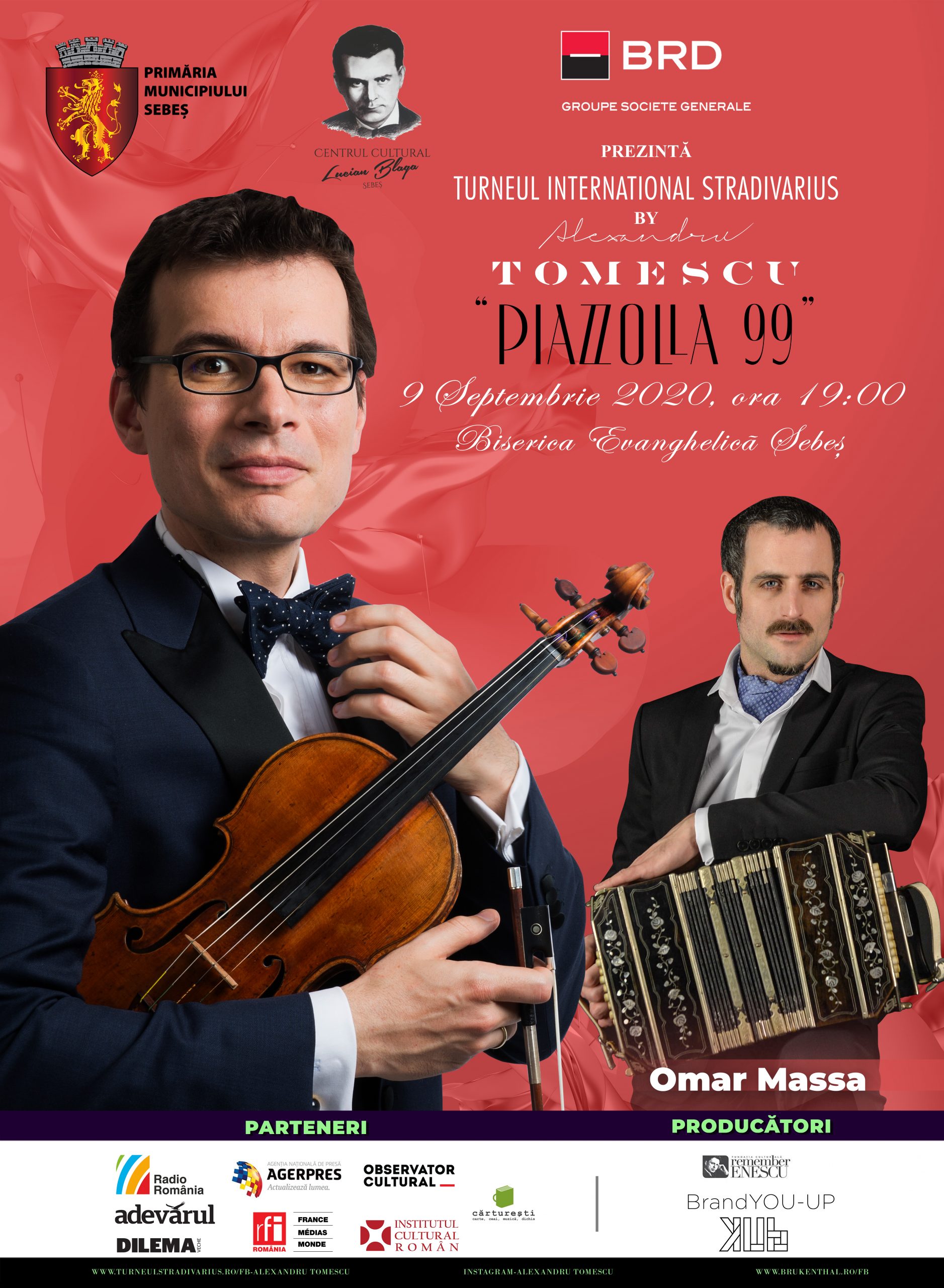 TURNEUL INTERNAȚIONAL STRADIVARIUS, NUMIT „PIAZZOLLA 99”, CONTINUĂ ȘI ÎN ACEST AN CU 12 CONCERTE ÎN ROMÂNIA. UNUL DINTRE ELE VA AVEA LOC LA SEBEȘ.