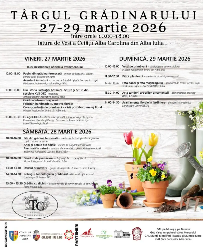 Muzeul Național al Unirii invită publicul, în perioada 27–29 martie 2026, la activități culturale și creative dedicate primăverii, organizate în cadrul Târgului Grădinarului, ediția 2026.