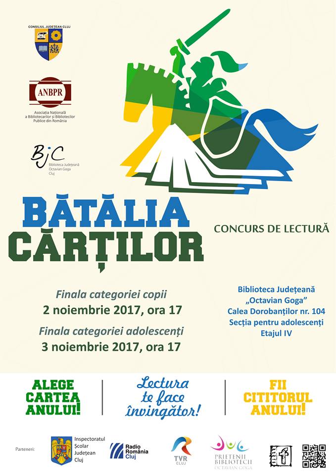 Biblioteca Judeţeană ,,Octavian Goga” Cluj Napoca găzduiește finala concursului ,,Bătălia cărților” – ediția 2017