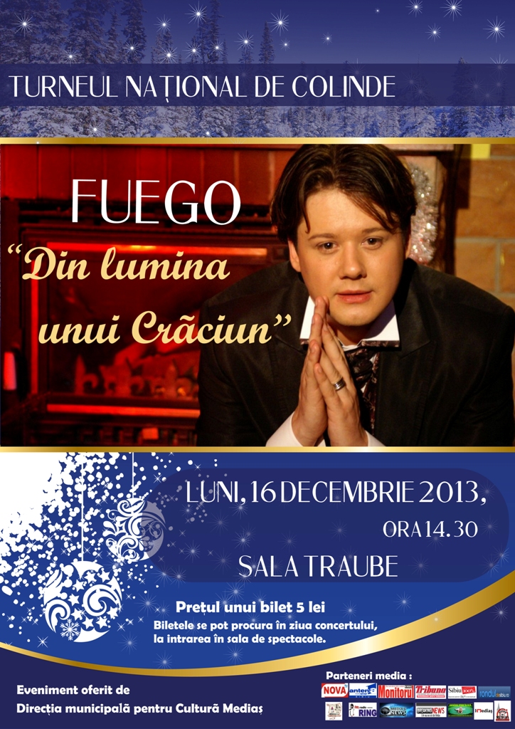 Concert tradiţional de colinde româneşti susţinut de FUEGO la Mediaș, luni 16 februarie