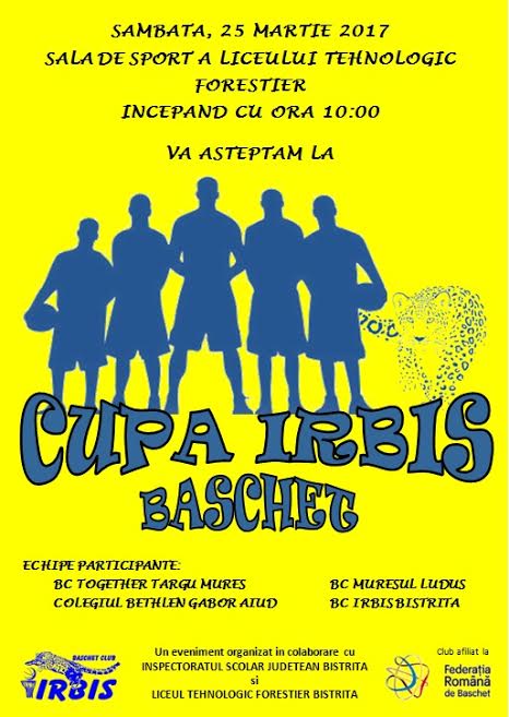 Baschet: Cupa Irbis se desfășoară în municipiul Bistrița (25 martie)