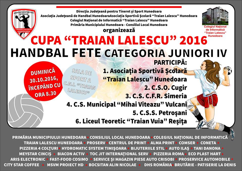 Hunedoara găzduiește Cupa „Traian Lalescu” la handbal junioare IV