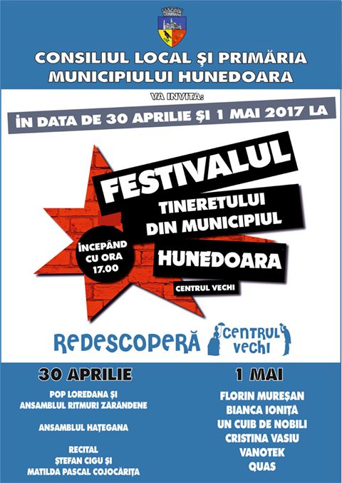 Festivalul Tineretului se va desfășura în Hunedoara în zilele de 30 aprilie și 1 mai