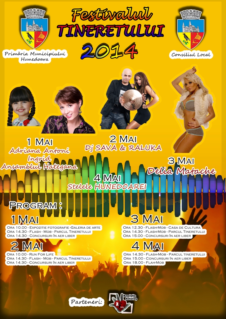 Vezi cine va cânta la Festivalul Tineretului din Hunedoara (1-4 mai)