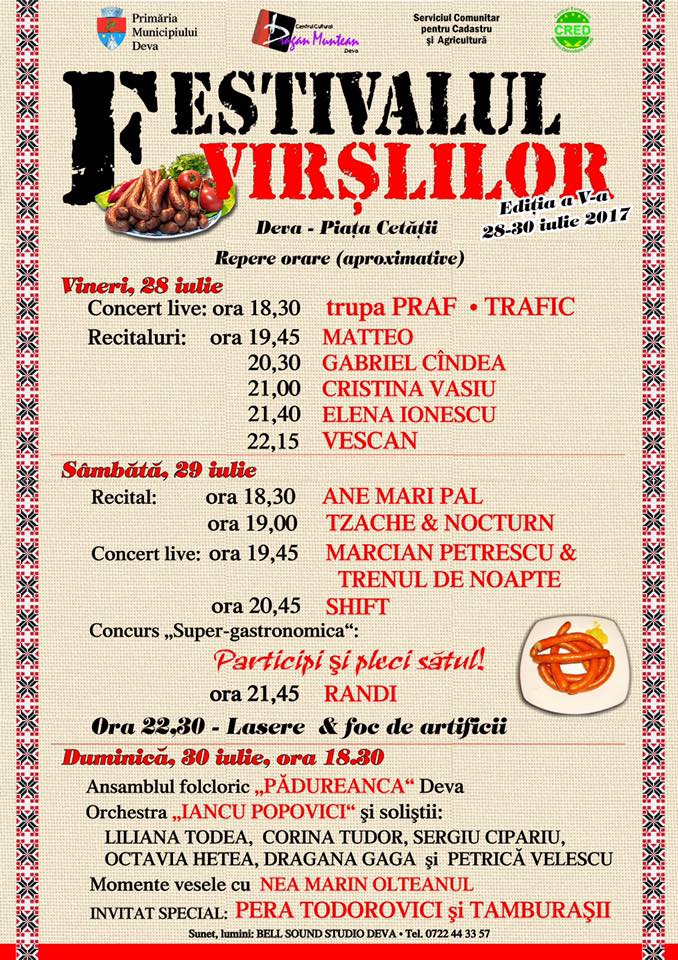 Festivalul Virșlilor 2017 începe vineri, în Piața Cetății din Deva