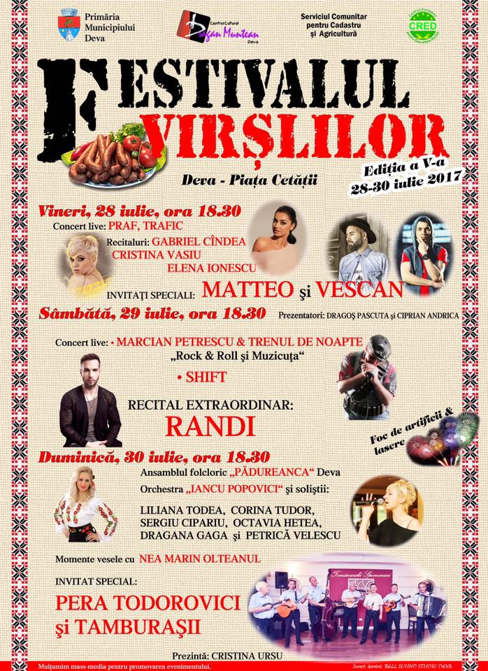 Festivalul Virșlilor – Piața Cetății se desfășoară la Deva, în perioada 28-30 iulie