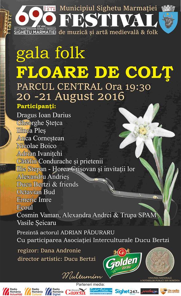 Vezi cine va cânta la Gala Folk ”Floare de Colț” (Sighetu Marmației, 20-21 august)