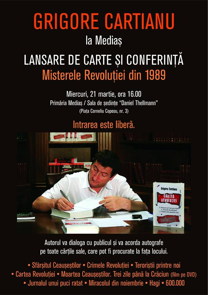 Lansare de carte şi conferinţă Grigore Cartianu la Mediaş