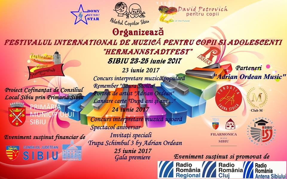 Festivalul de Muzică pentru Copii și Adolescenți „Hermannstadtfest” se desfășoară în perioada 23-25 iunie
