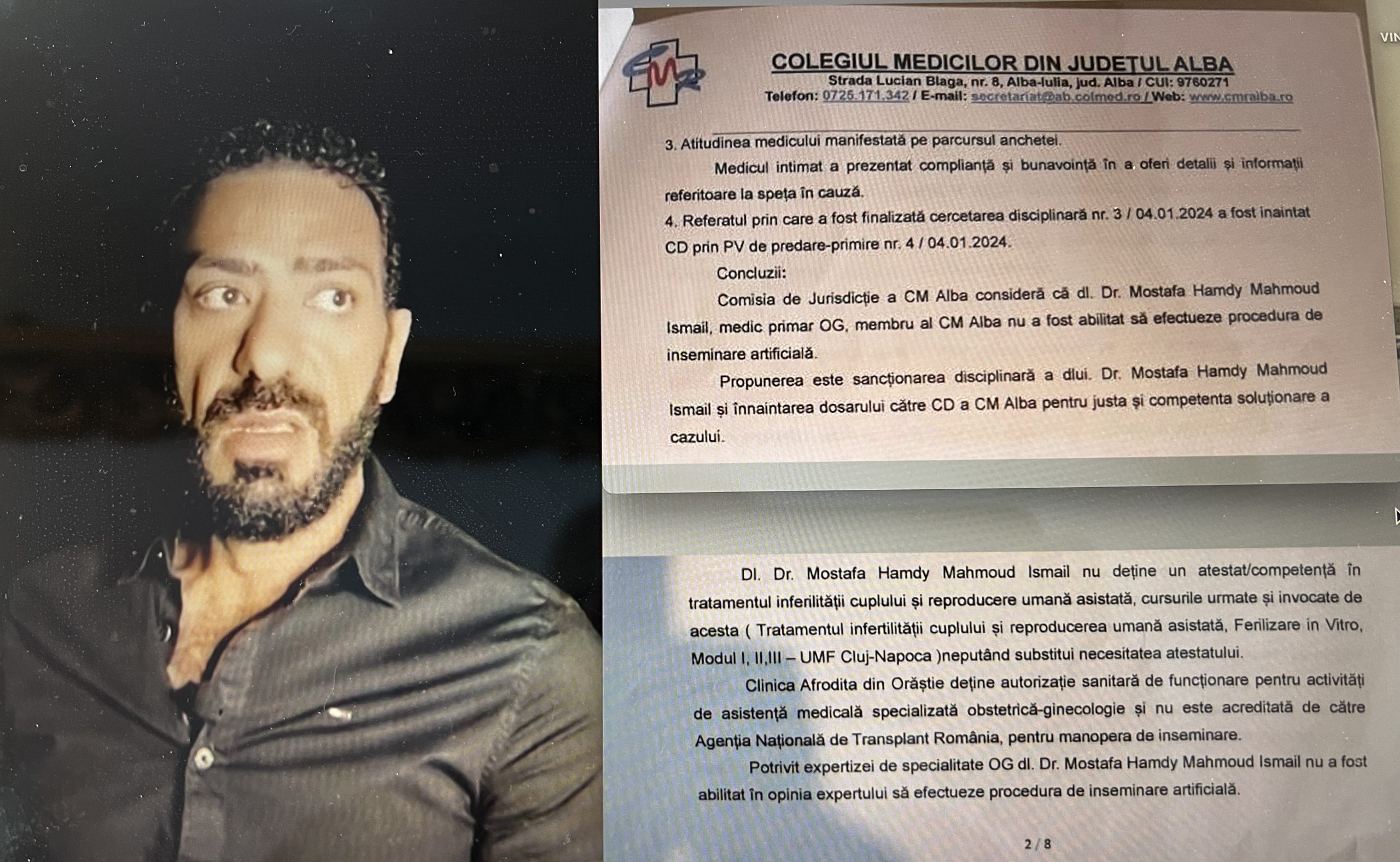 Ginecologul Mostafa Ismail NU ERA ABILITAT SA EFECTUEZE INSEMINARI – confirma si Colegiul Medicilor! Omul de afaceri Ioan Istrate NU MAI ESTE ASOCIAT cu Mostafa!