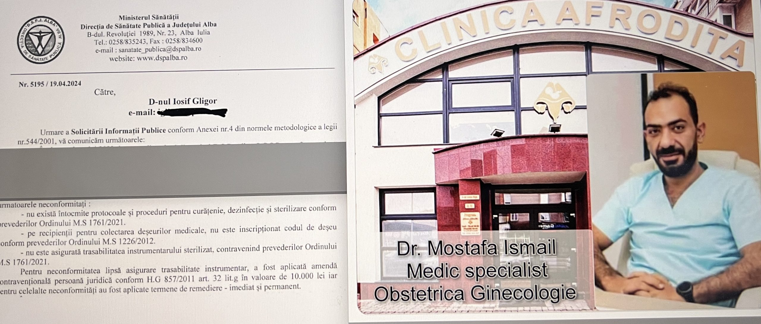 10.000 DE LEI AMENDA pentru Afrodita Sebes, clinica ginecologului Mostafa Ismail!