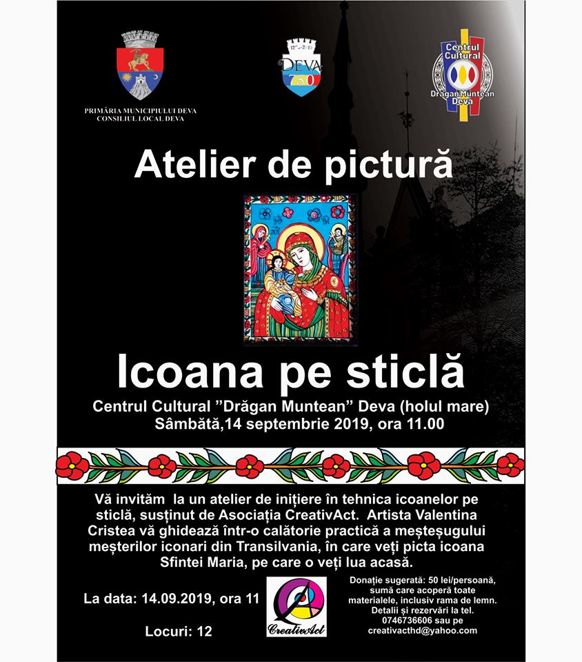 Atelier de pictură ”Icoana pe sticlă”, la Deva – sâmbătă, 14 septembrie