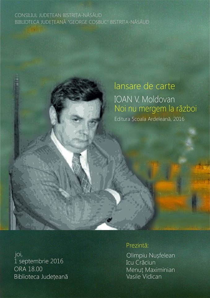 Ioan V. Moldovan își lansează o nouă carte la Biblioteca Județeană „George Coșbuc” Bistrița-Năsăud