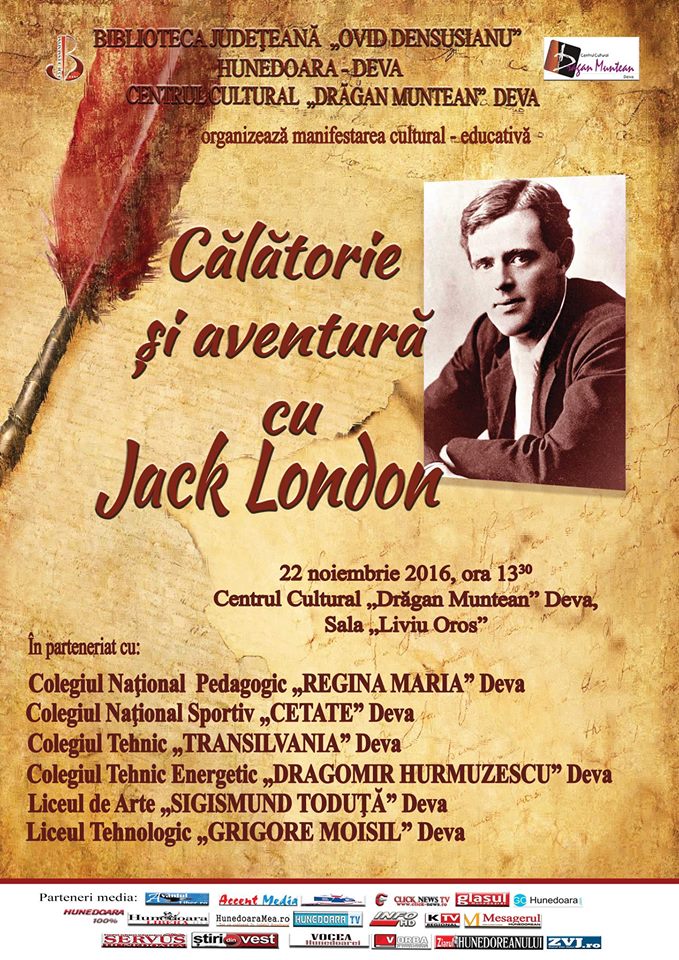 Jack London, omagiat la Biblioteca Județeană „Ovid Densusianu” Hunedoara-Deva