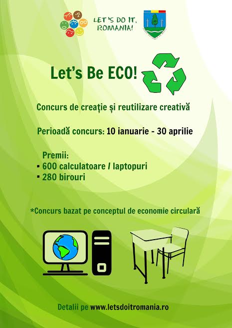 “Let’s Do It, Romania!” și Garda Națională de Mediu lansează concursul “Let’s Be ECO!”. 280 de birouri și 600 de calculatoare puse în joc pentru școlile din mediul rural