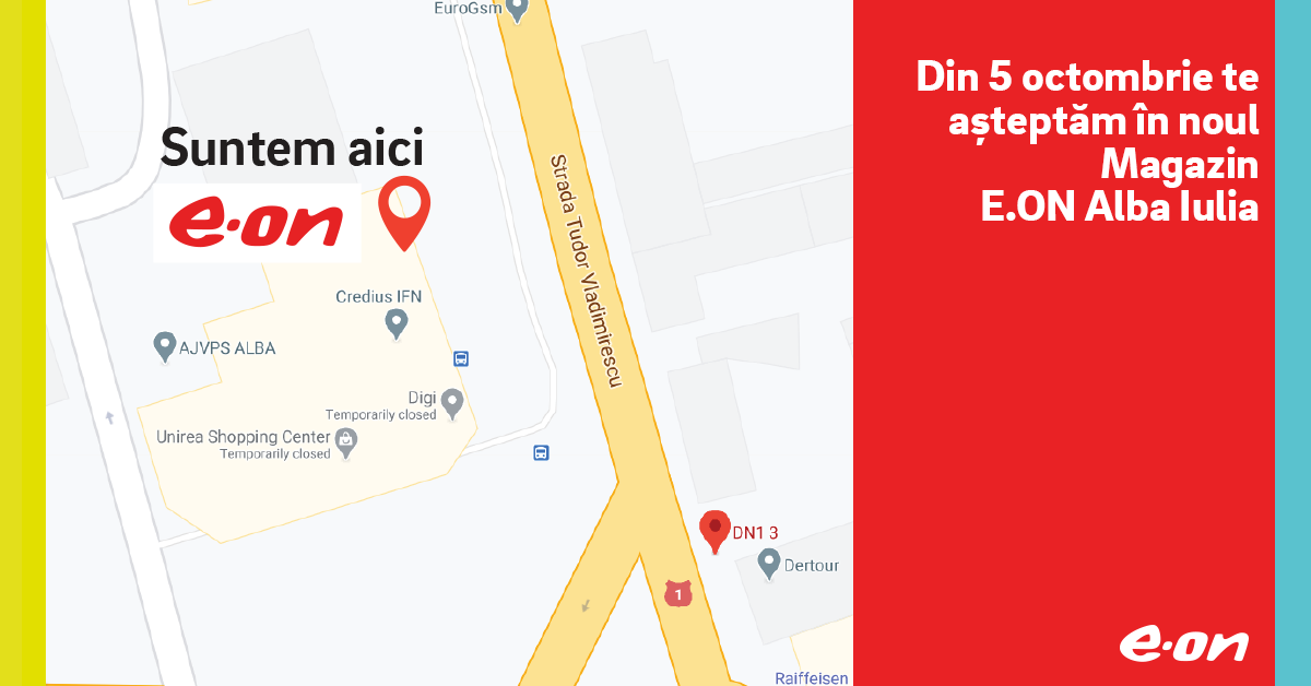Din 5 octombrie, magazinul E.ON din Alba Iulia se mută în centrul municipiului