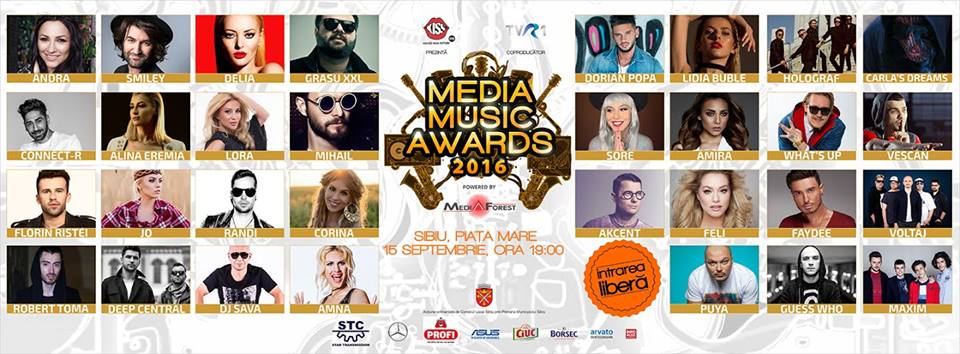 Media Music Awards 2016 va avea loc la Sibiu, pe 15 septembrie
