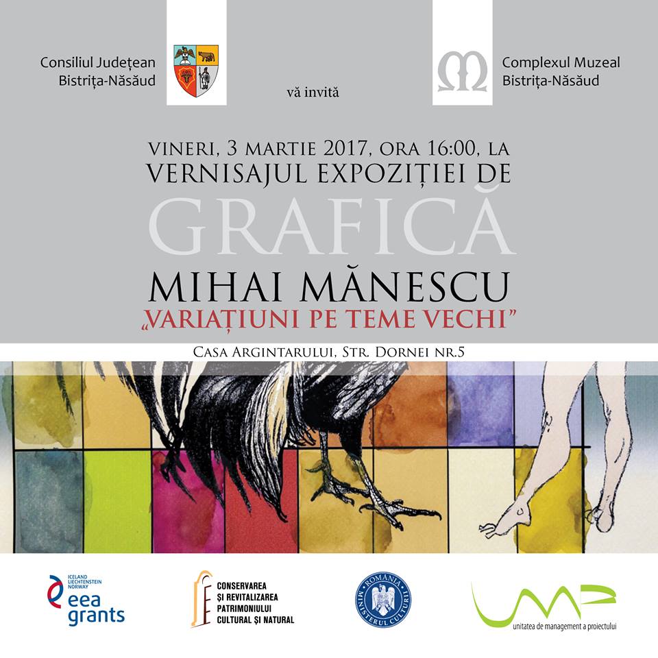 Expoziție de grafică Mihai Mănescu la Complexul Muzeal Bistrița-Năsăud