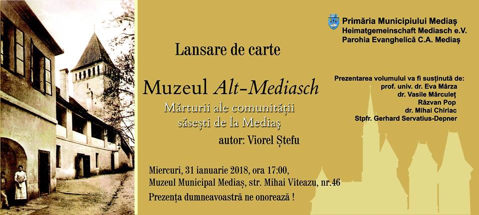Cartea „Muzeul Alt-Mediasch” va fi lansată în data de 31 ianuarie