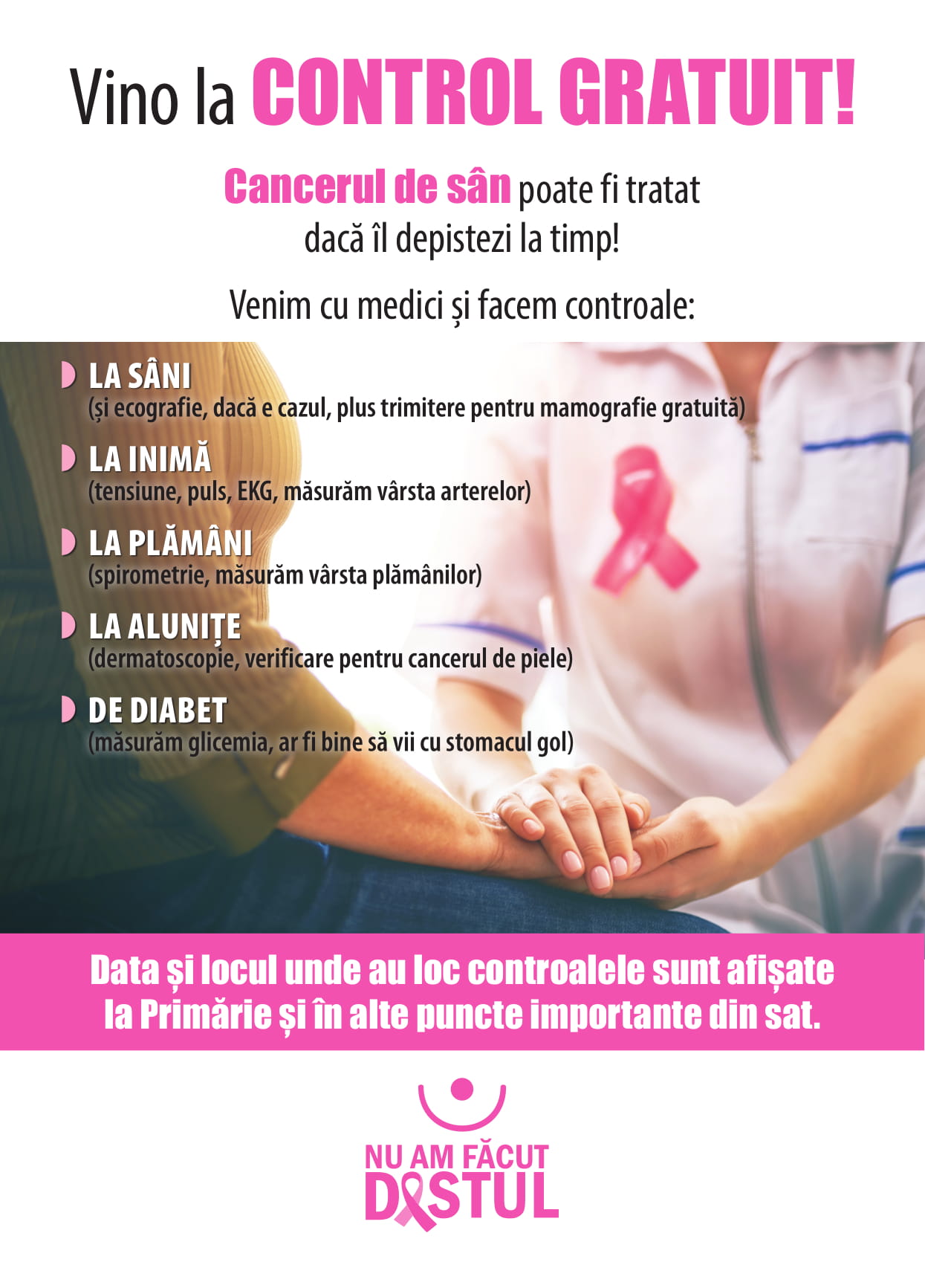 Testări gratuite pentru depistarea cancerului de sân la Nușfalău și Crișeni – 17 și 18 noiembrie