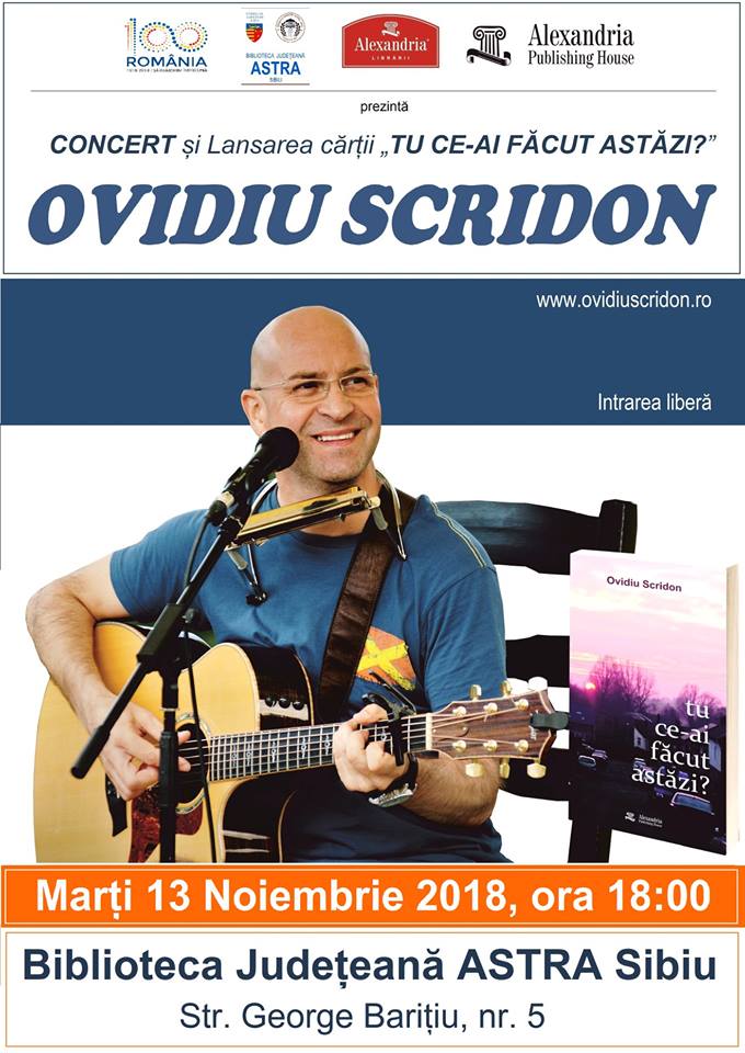 Îtâlnire poetică și muzicală cu scriitorul Ovidiu Scridon la Sibiu