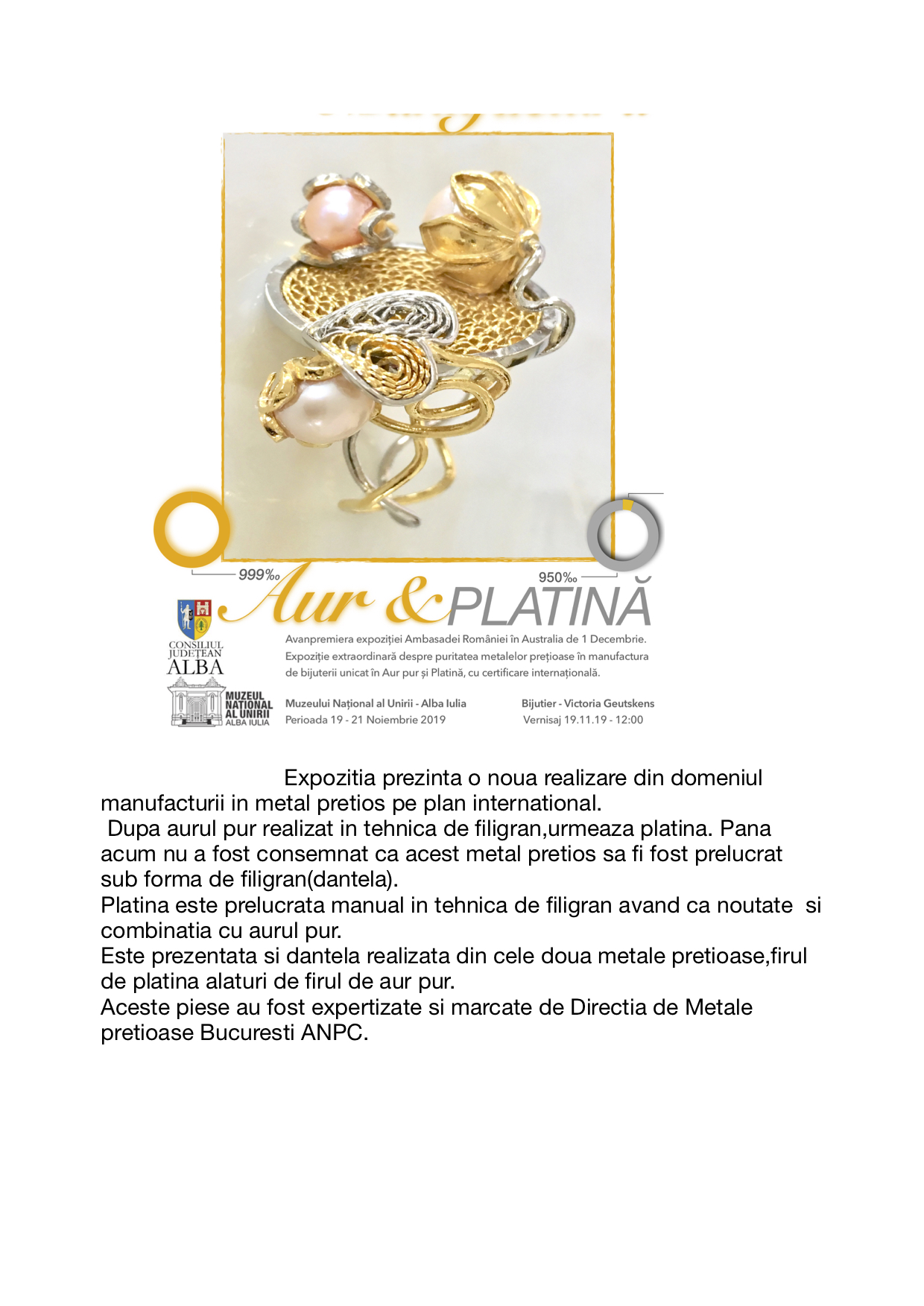 Expozitie de bijuterii la Muzeul Unirii din Alba Iulia