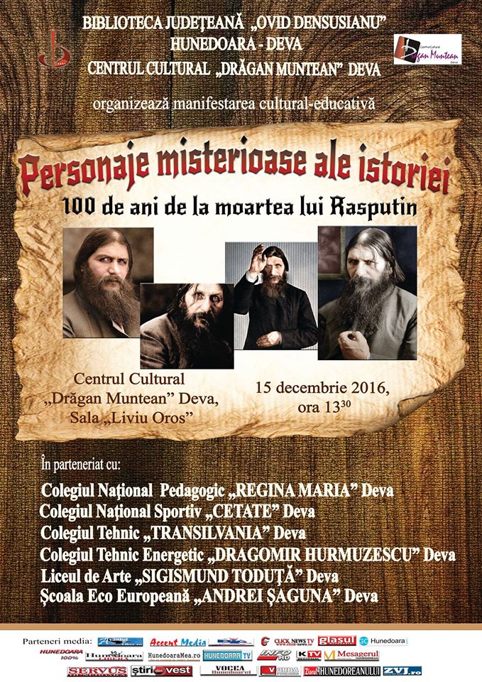 Deva: Personaje misterioase ale istoriei – 100 de ani de la moartea lui Rasputin (15 decembrie, ora 13.30)