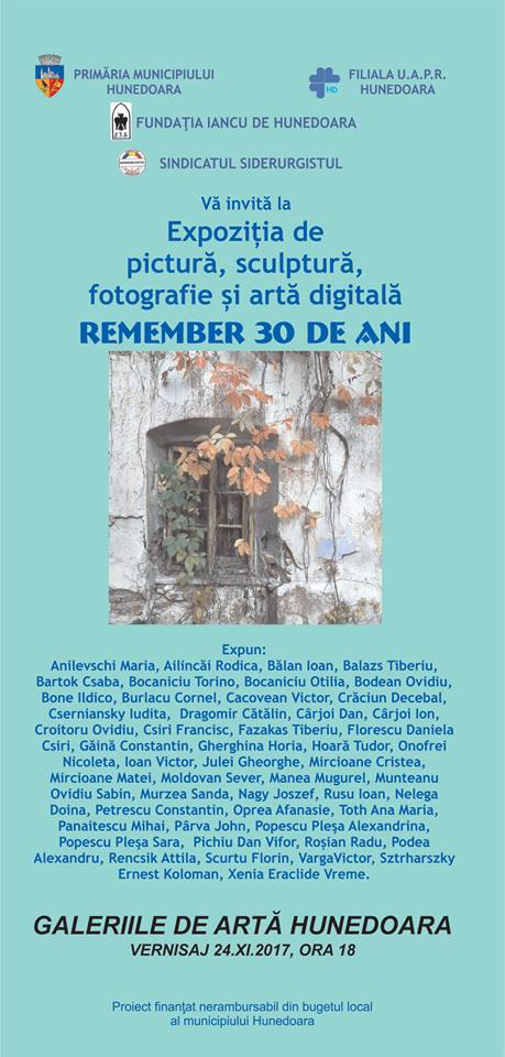 Expoziția „Remeber 30 de ani” va fi vernisată la Hunedoara