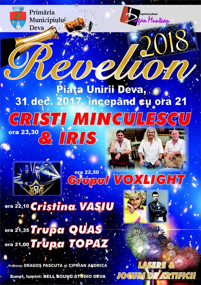 Deva: Revelion în aer liber cu Cristi Minculescu și Iris