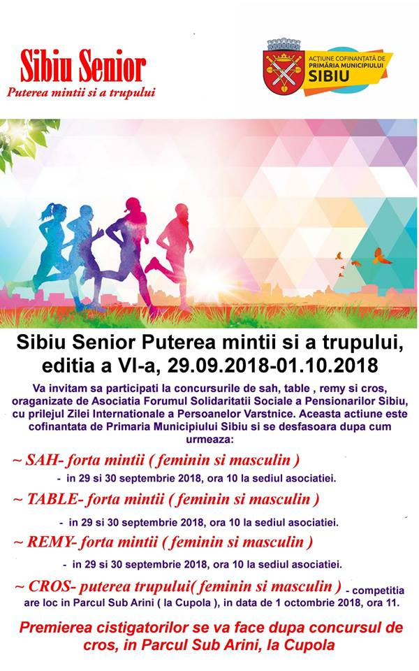 „Sibiu senior – puterea minții și a trupului”, eveniment dedicat vârstnicilor