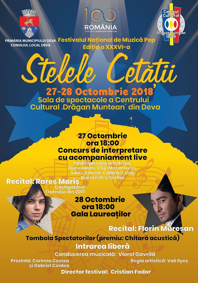 O nouă ediție a Festivalul Naţional de Muzică Pop ,,Stelele Cetăţii” (Deva, 26-27 octombrie)