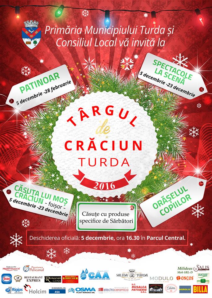 “Târgul de Crăciun Turda 2016” va fi deschis în data de 5 decembrie