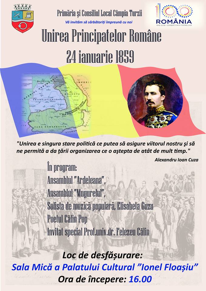 Unirea Principatelor Române, sărbătorită la Câmpia Turzii