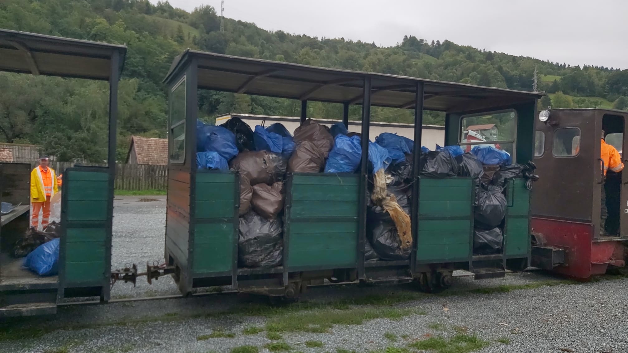 Curatenie cu ajutorul mocanitei in Muntii Apuseni.