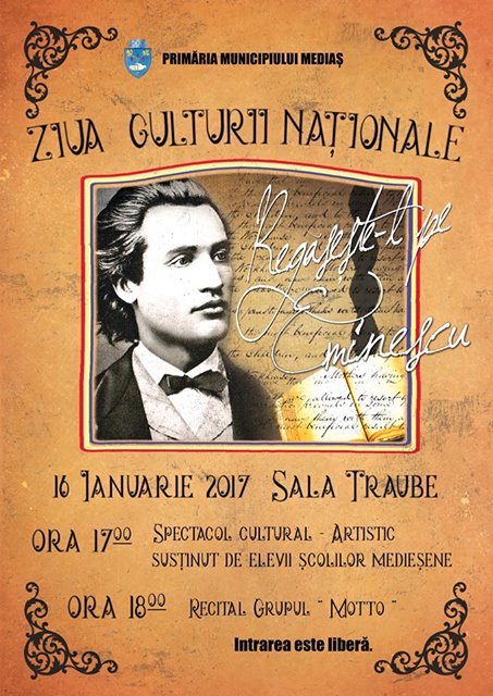 Ziua Culturii Naționale la Mediaș – ,,Regăsește-l pe Eminescu’’ (16 ianuarie, ora 17)