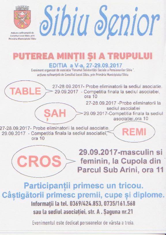 Ziua Internațională a Persoanelor Vârstnice va fi marcată și în Sibiu