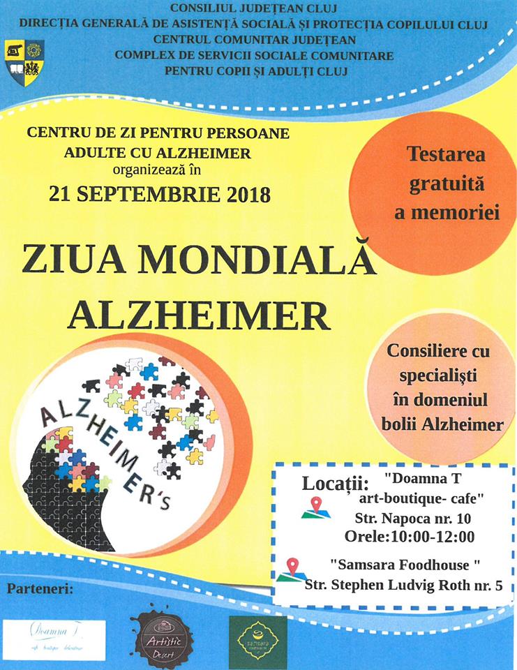 Știrie dedicate Zilei Mondiale Alzheimer, în Cluj-Napoca și Dej