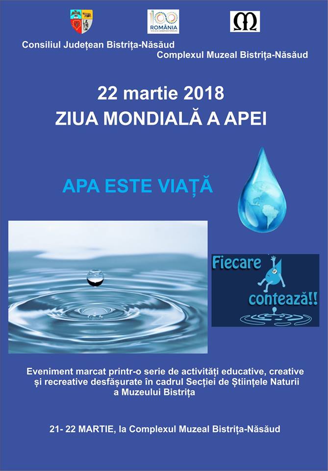 Ziua Mondială a Apei, sărbătorită în data de 22 martie, la Complexul Muzeal Bistriţa-Năsăud
