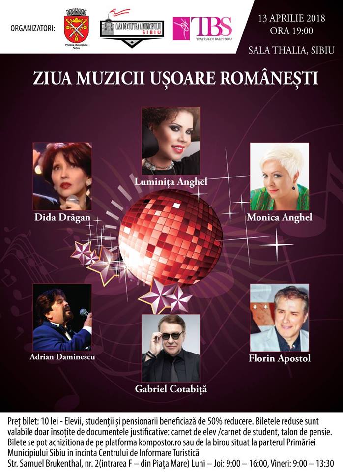 „Ziua Muzicii Ușoare Românești”, la Sibiu