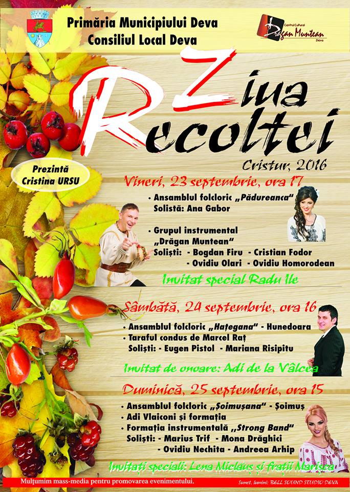 Ziua Recoltei 2016 (Cristur, 23-25 septembrie). Vezi programul evenimentului