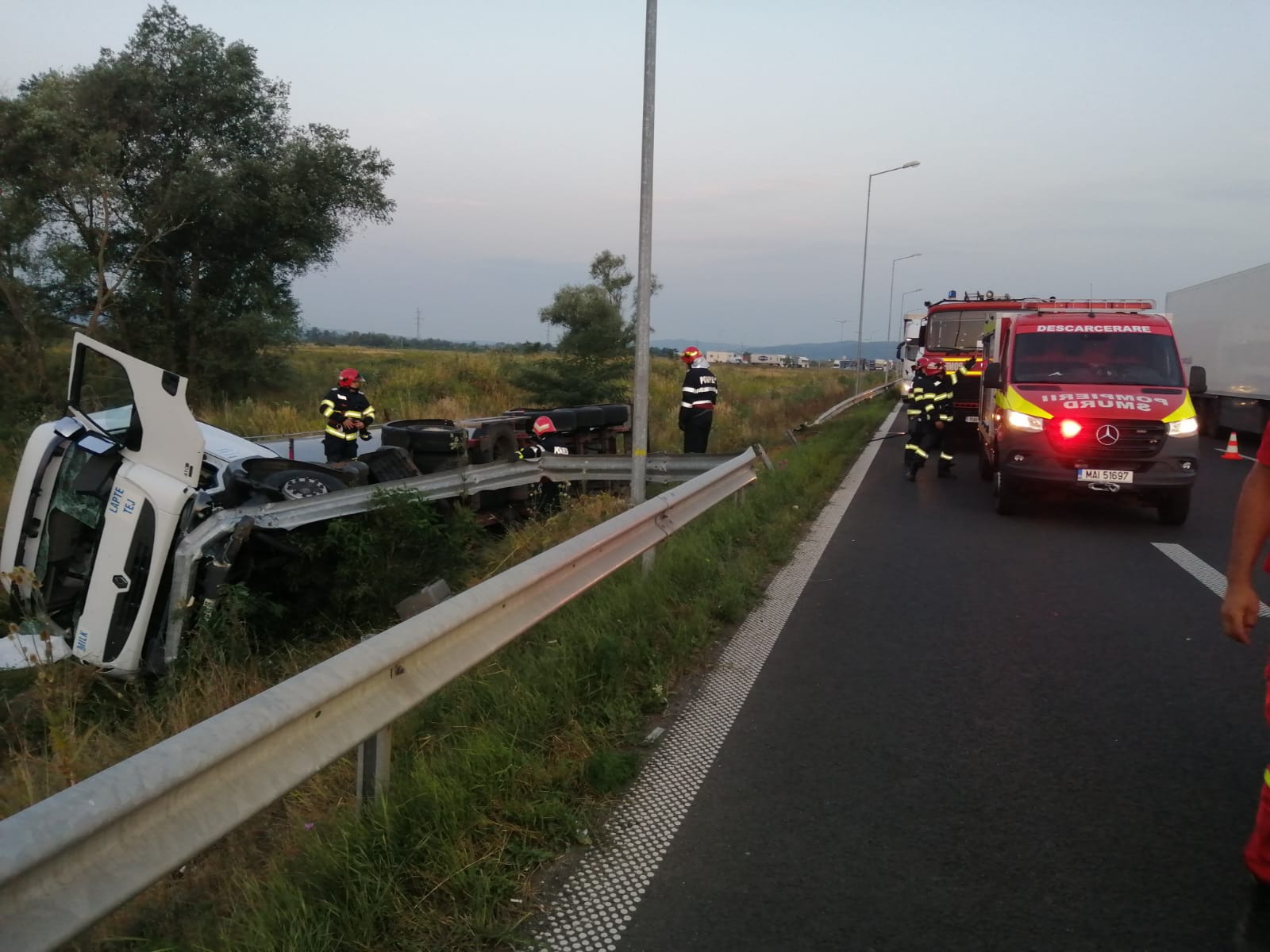 Accident rutier pe autostrada A1, la kilometrul 389, în zona Ilia