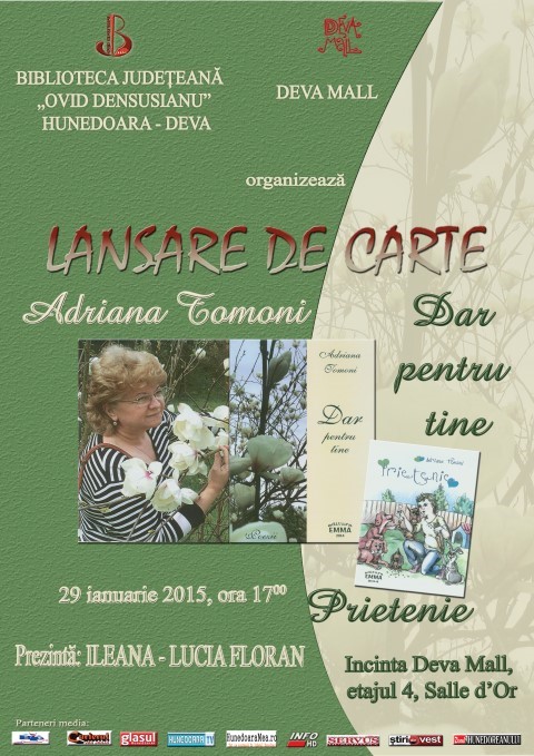 Deva: Adriana Tomoni își lansează două volume de poezie