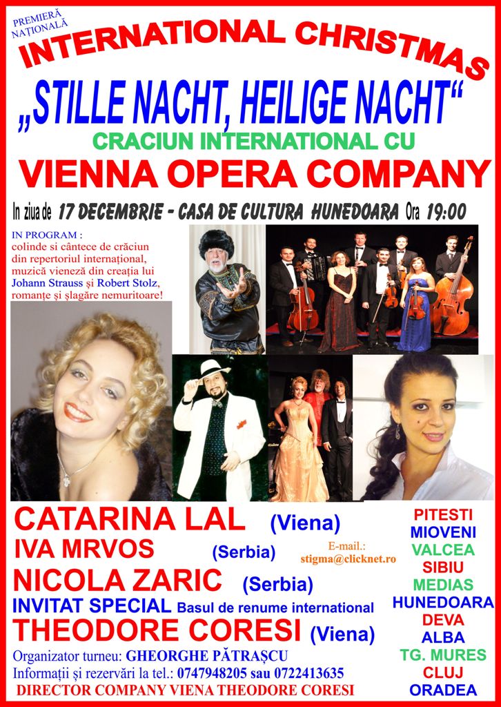 Spectacol de cântece și colinde de Crăciun susținut în Hunedoara de Vienna Opera Company