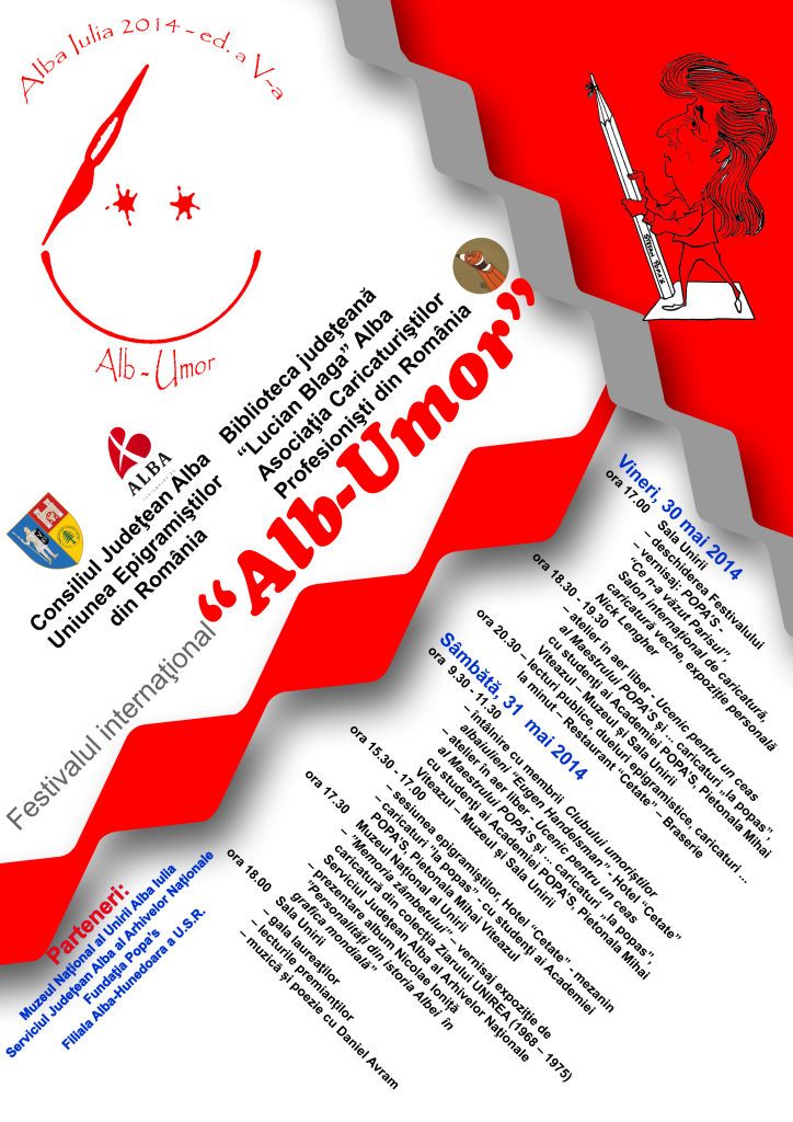 Festivalul internațional Alb-Umor se desfășoară în perioada 30 mai – 1 iunie în Alba Iulia
