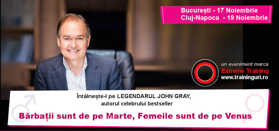 Legendarul John Gray, autorul bestseller-ului “Bărbații sunt de pe Marte, Femeile sunt de pe Venus”, vine pentru prima dată în România